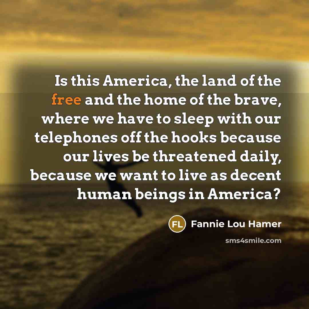 “Is this America, the land of the free and the…” quote by Fannie Lou Hamer