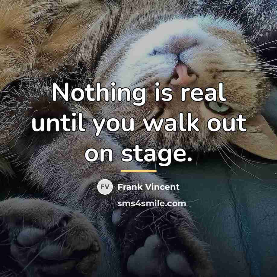 “Nothing is real until you walk out on stage.…” quote by Frank Vincent