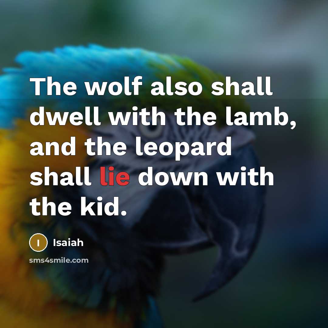 “The wolf also shall dwell with the lamb, and the…” quote by Isaiah