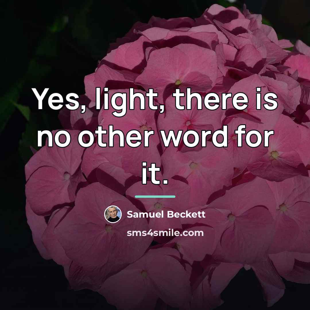 “Yes, light, there is no other word for it.…” quote by Samuel Beckett