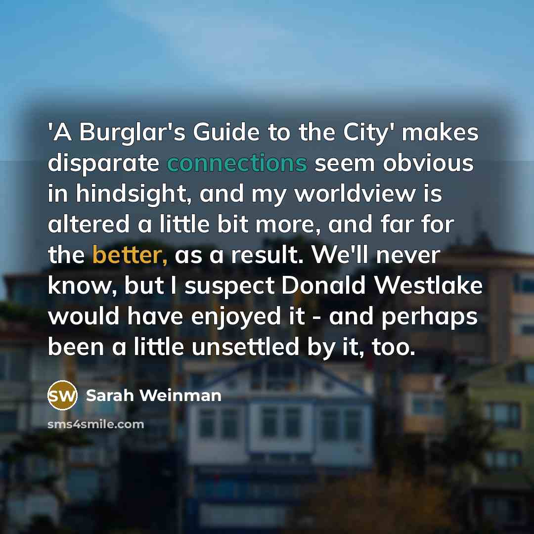 “'A Burglar's Guide to the City' makes disparate connections seem…” quote by Sarah Weinman