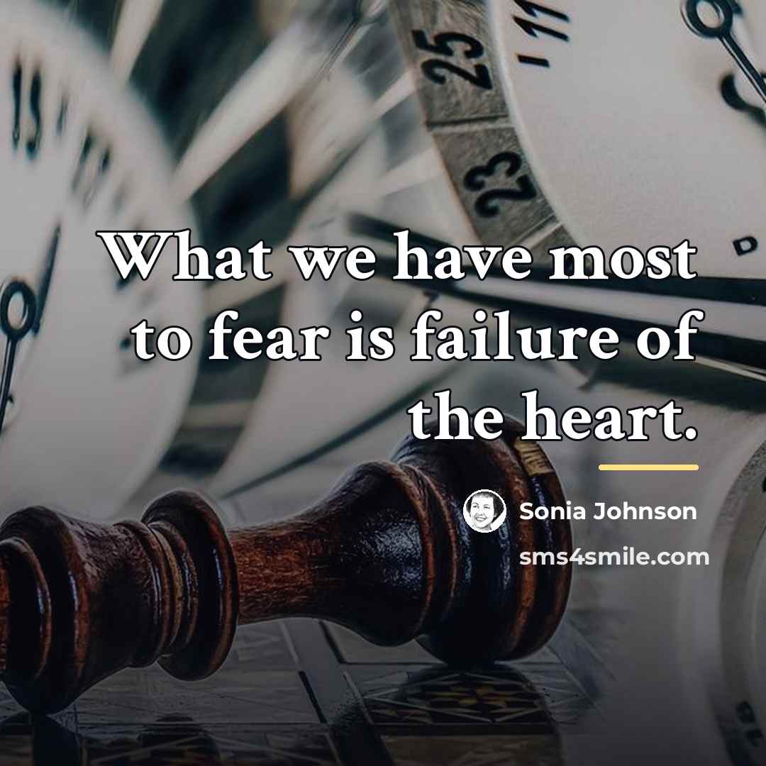 “What we have most to fear is failure of the…” quote by Sonia Johnson