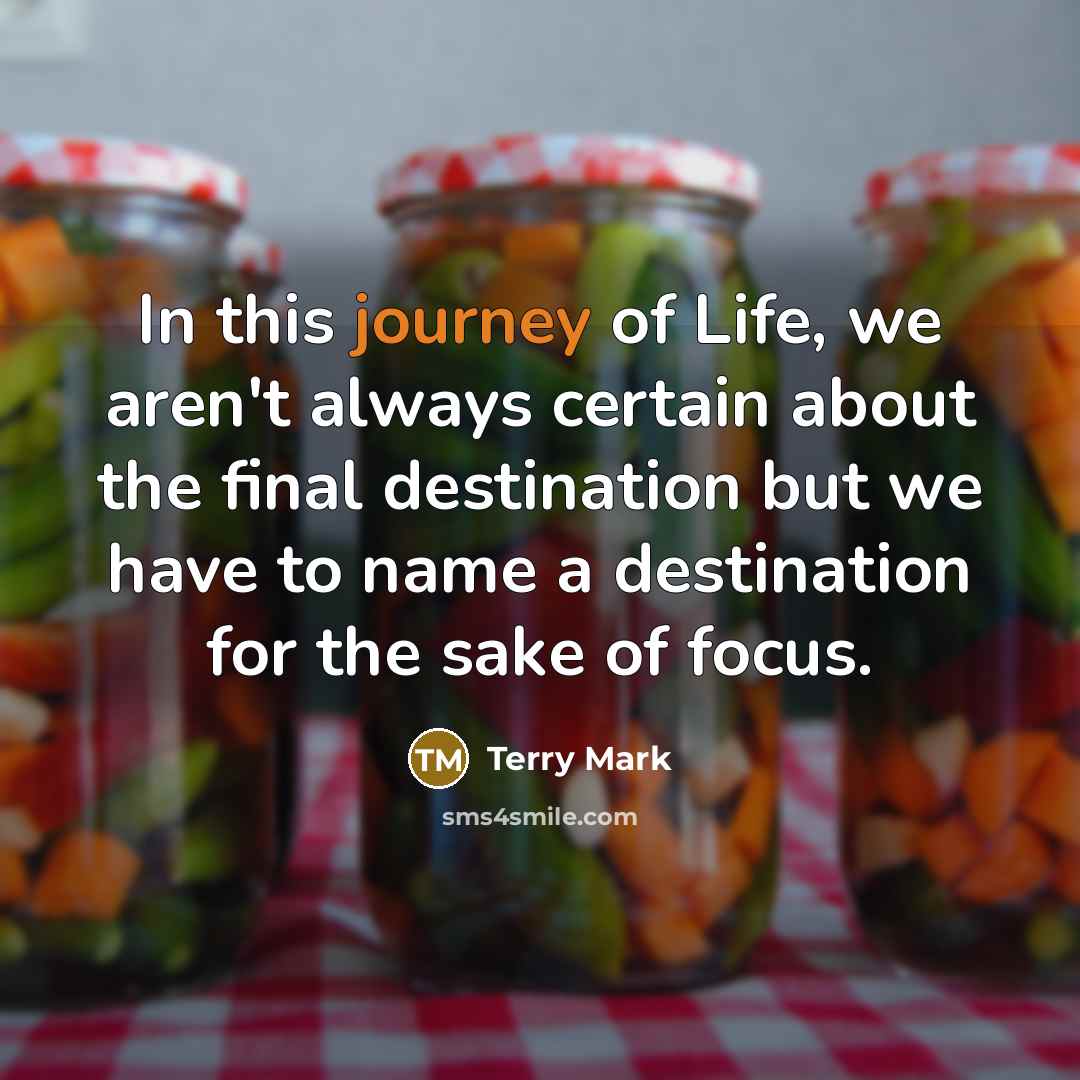 “In this journey of Life, we aren't always certain about…” quote by Terry Mark