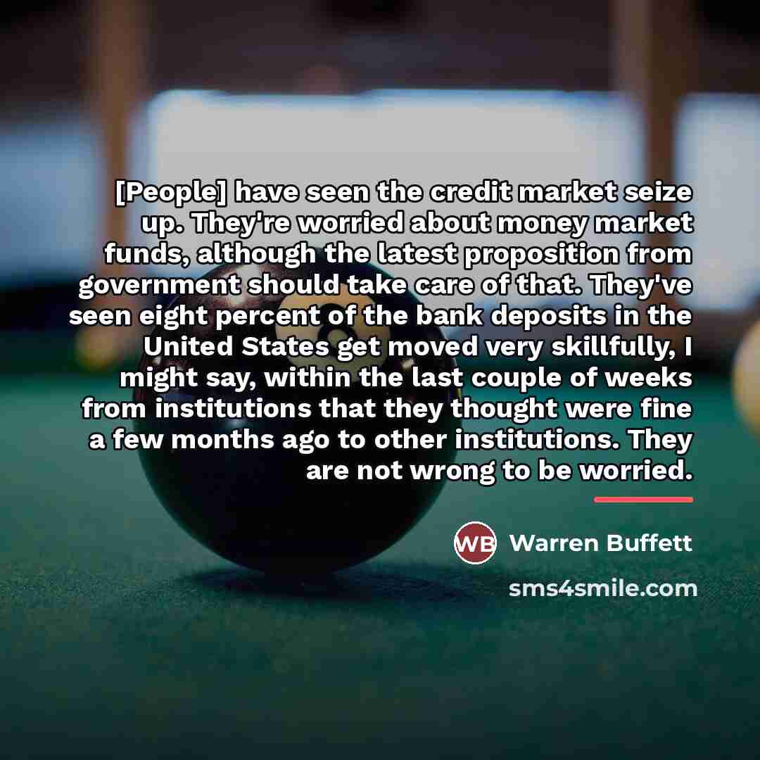 “[People] have seen the credit market seize up. They're worried…” quote by Warren Buffett