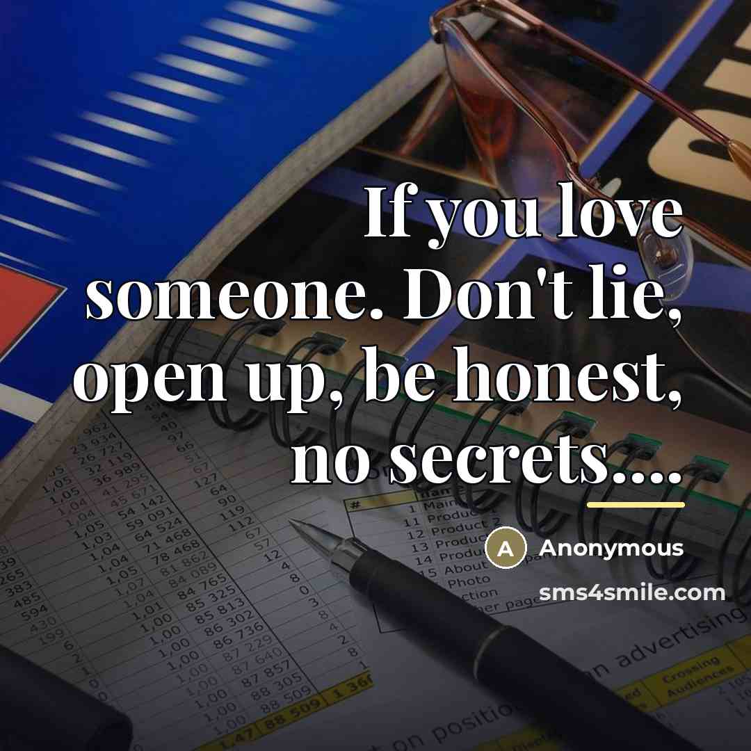 “If you love someone. Don't lie, open up, be honest,…” quote by Anonymous