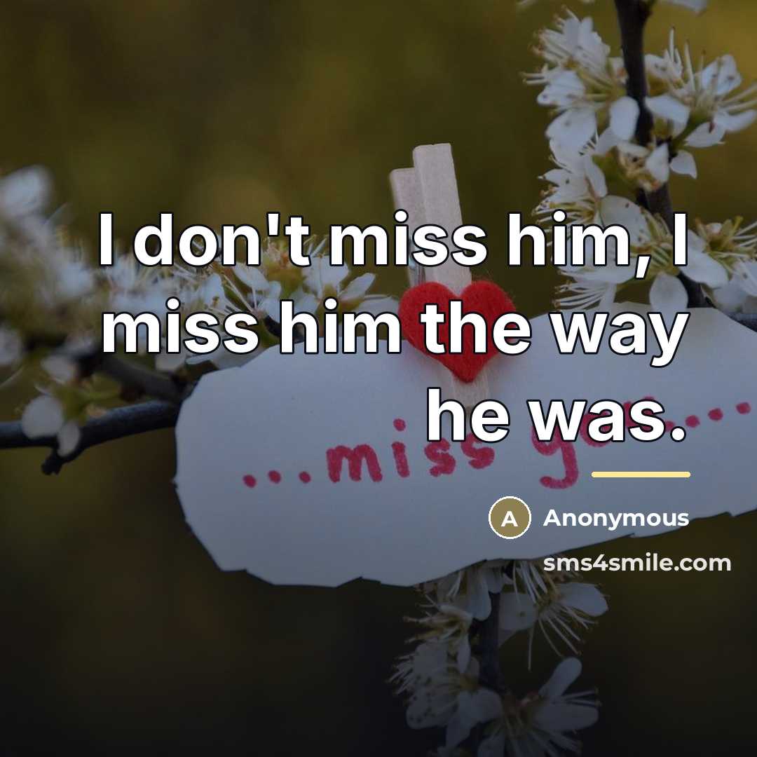 “I don't miss him, I miss him the way he…” quote by Anonymous