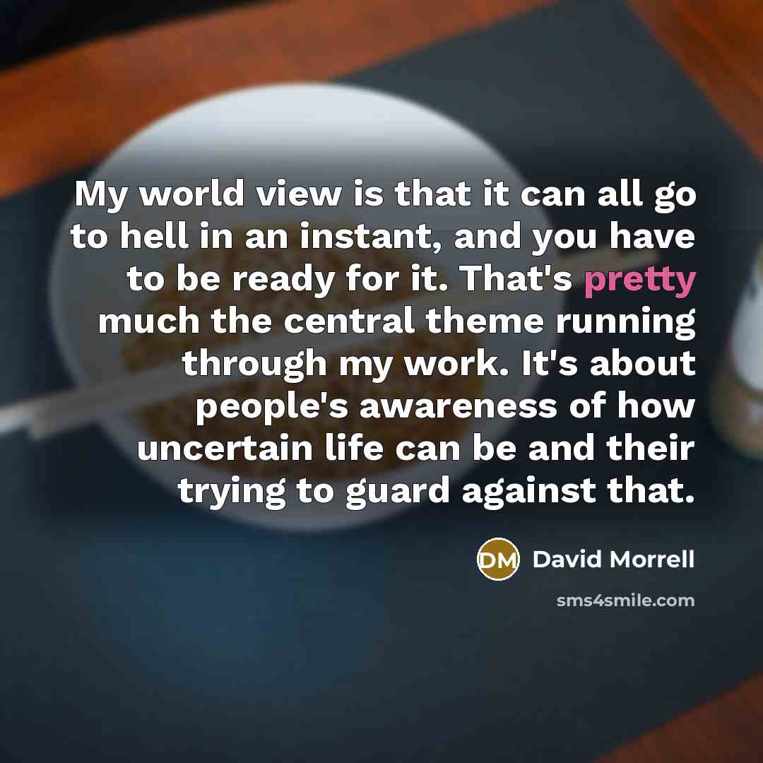 “My world view is that it can all go to…” quote by David Morrell