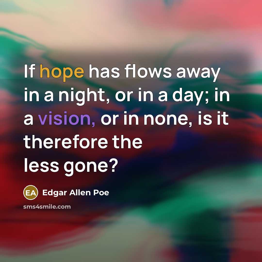“If hope has flows away in a night, or in…” quote by Edgar Allen Poe