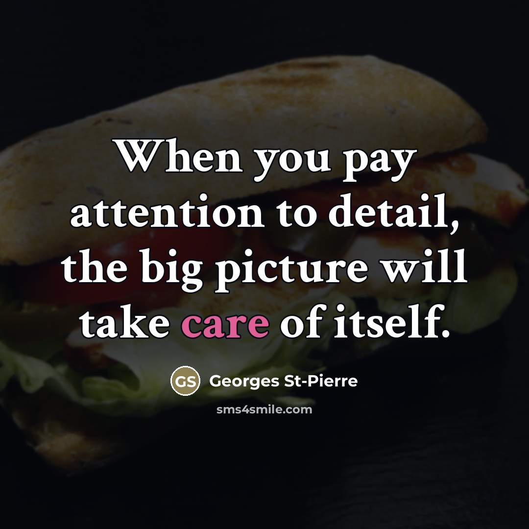 “When you pay attention to detail, the big picture will…” quote by Georges St-Pierre