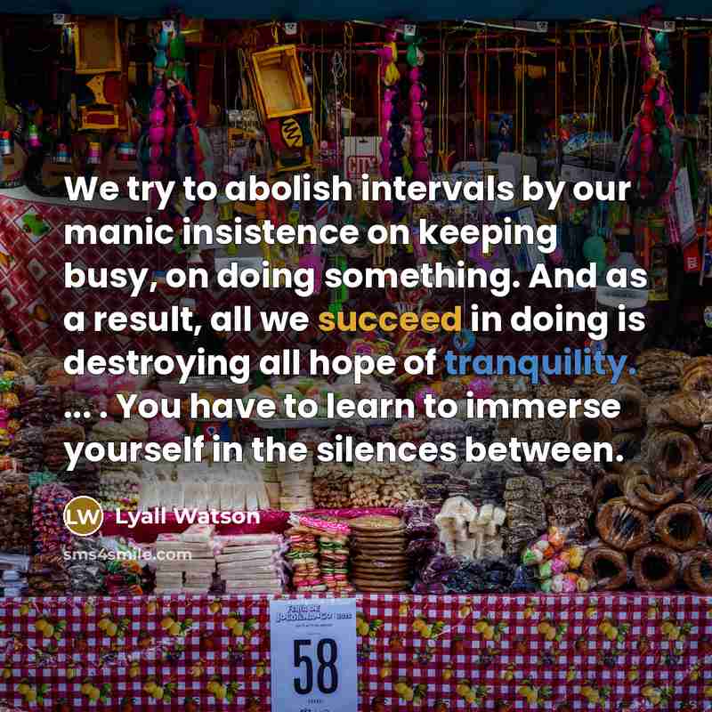 “We try to abolish intervals by our manic insistence on…” quote by Lyall Watson