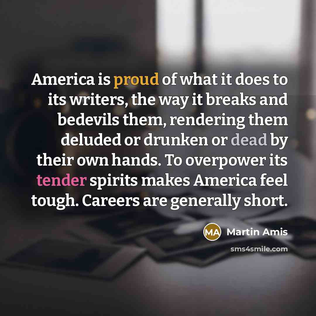 “America is proud of what it does to its writers,…” quote by Martin Amis