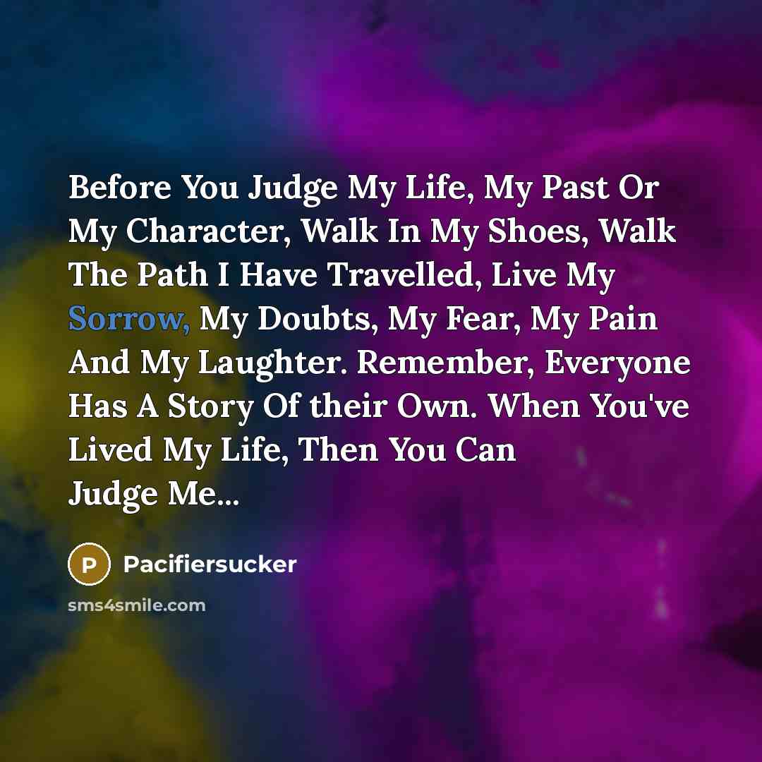 “Before You Judge My Life, My Past Or My Character,…” quote by Pacifiersucker