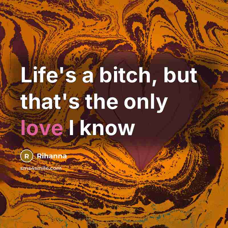“Life's a bitch, but that's the only love I know…” quote by Rihanna