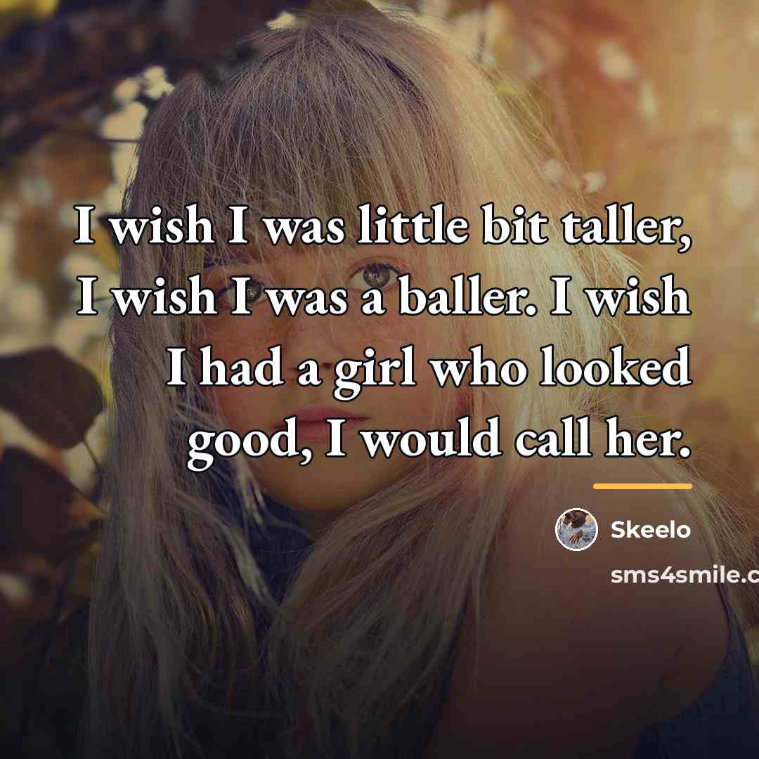 “I wish I was little bit taller, I wish I…” quote by Skeelo
