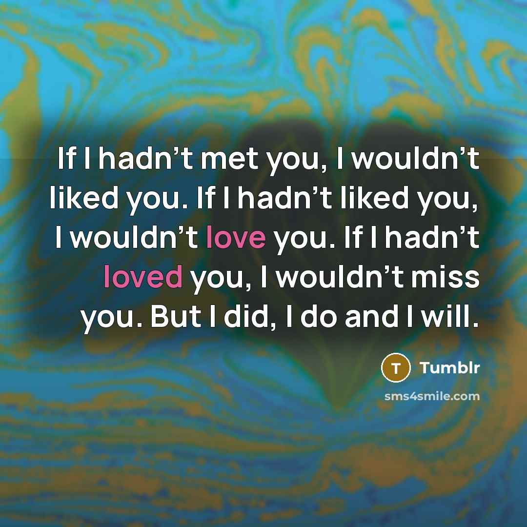 “If I hadn't met you, I wouldn't liked you. If…” quote by Tumblr