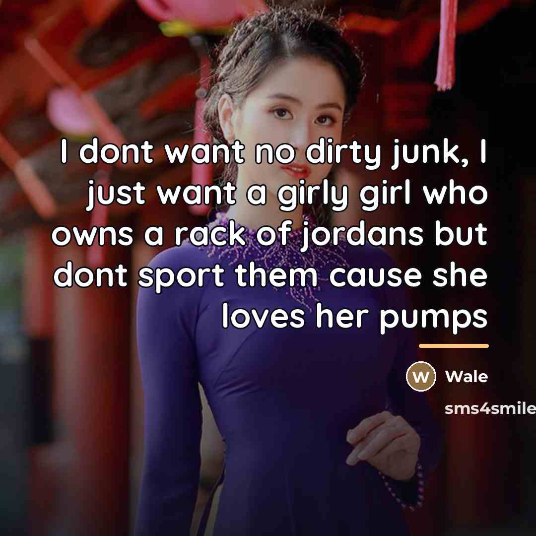 “I dont want no dirty junk, I just want a…” quote by Wale