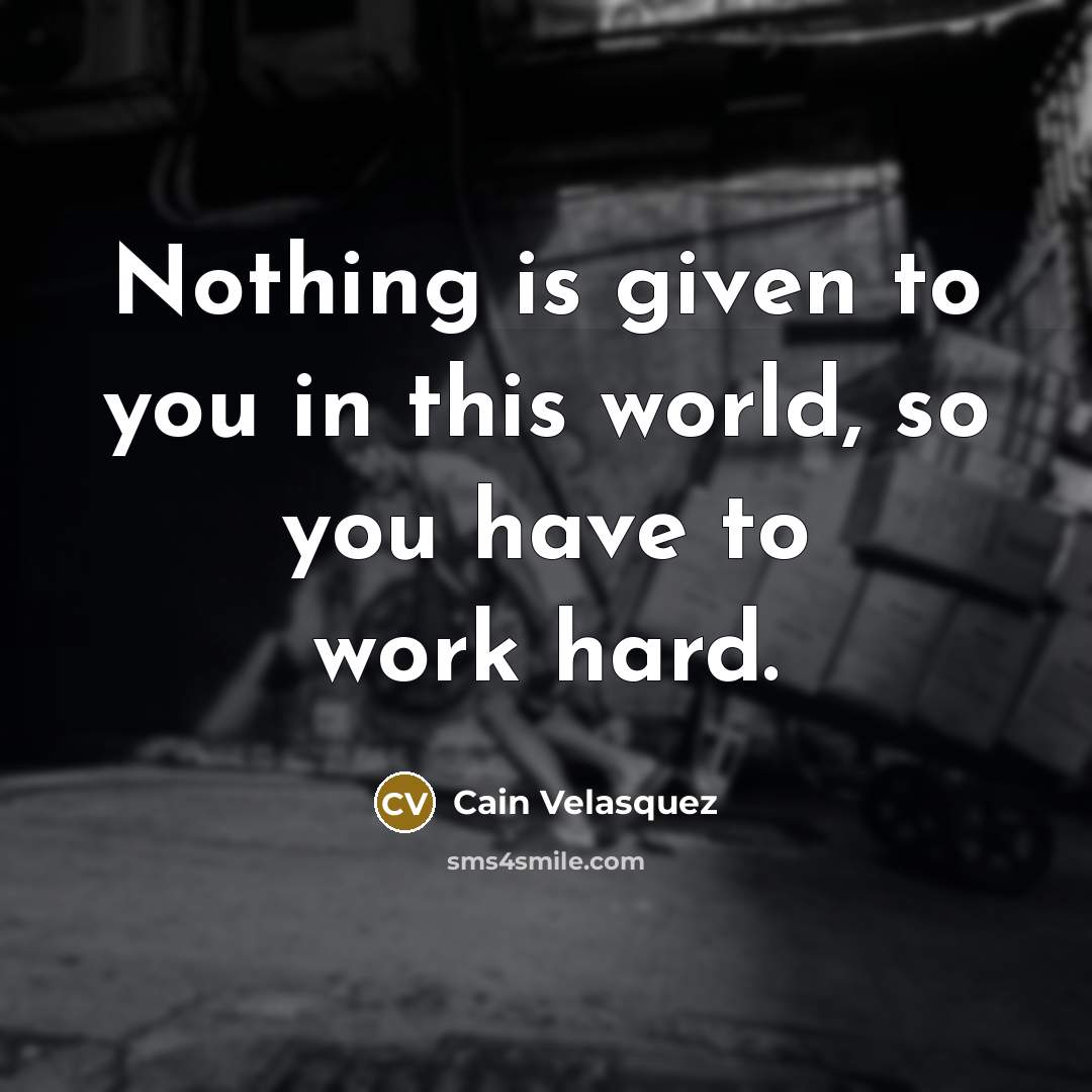 “Nothing is given to you in this world, so you…” quote by Cain Velasquez
