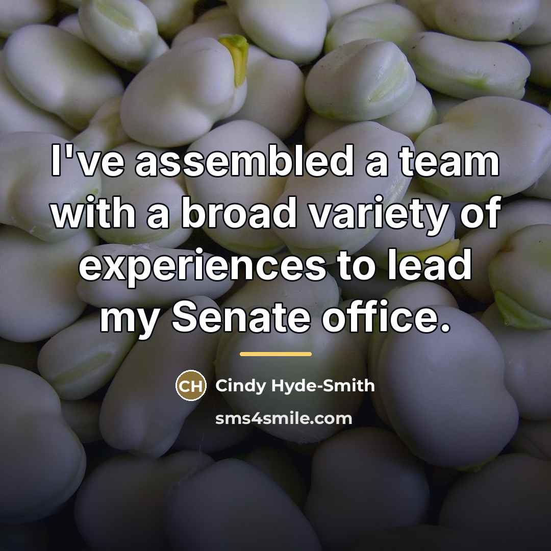 “I've assembled a team with a broad variety of experiences…” quote by Cindy Hyde-Smith