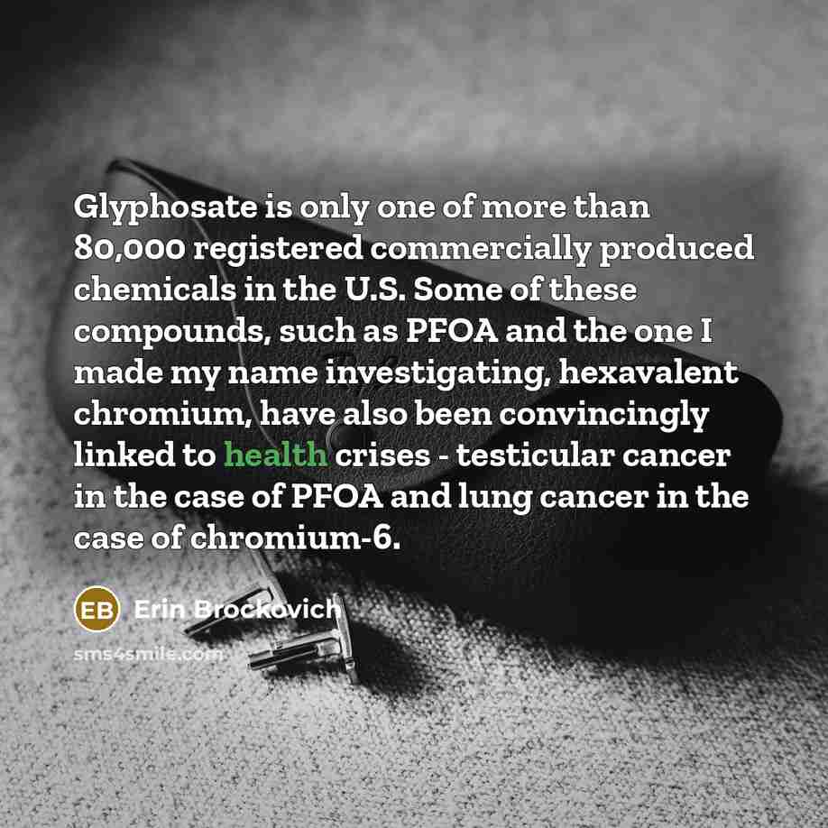 “Glyphosate is only one of more than 80,000 registered commercially…” quote by Erin Brockovich