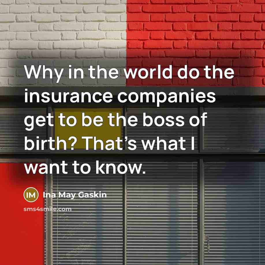 “Why in the world do the insurance companies get to…” quote by Ina May Gaskin