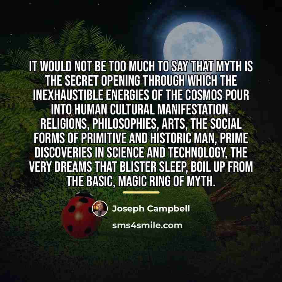 “It would not be too much to say that myth…” quote by Joseph Campbell