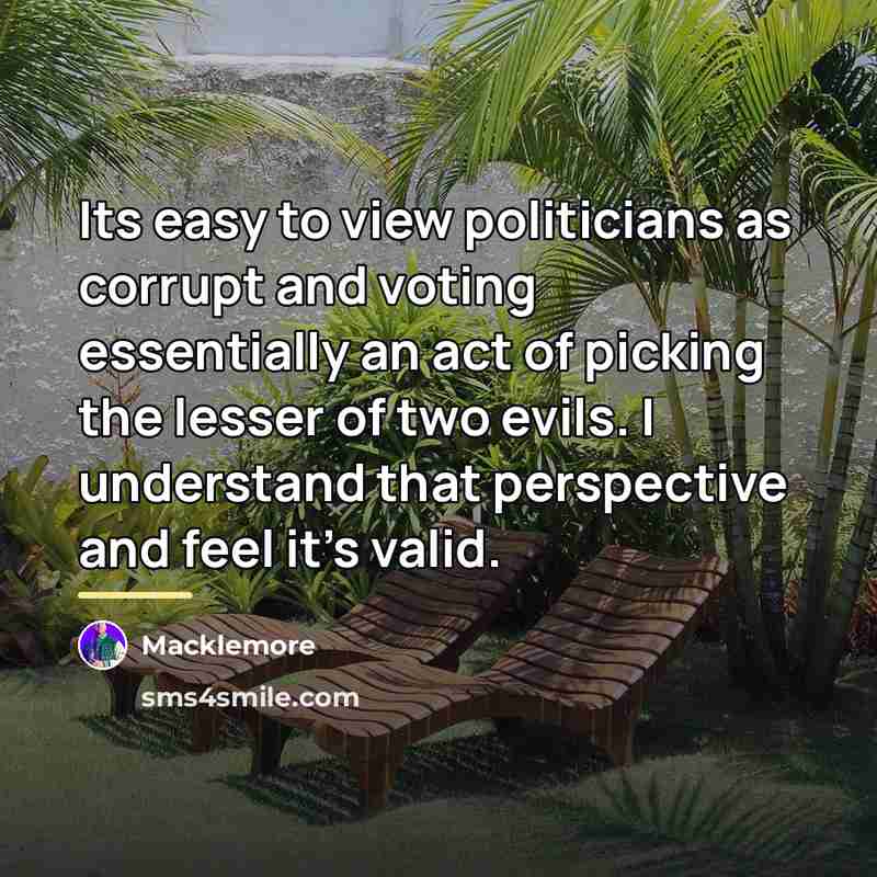“Its easy to view politicians as corrupt and voting essentially…” quote by Macklemore
