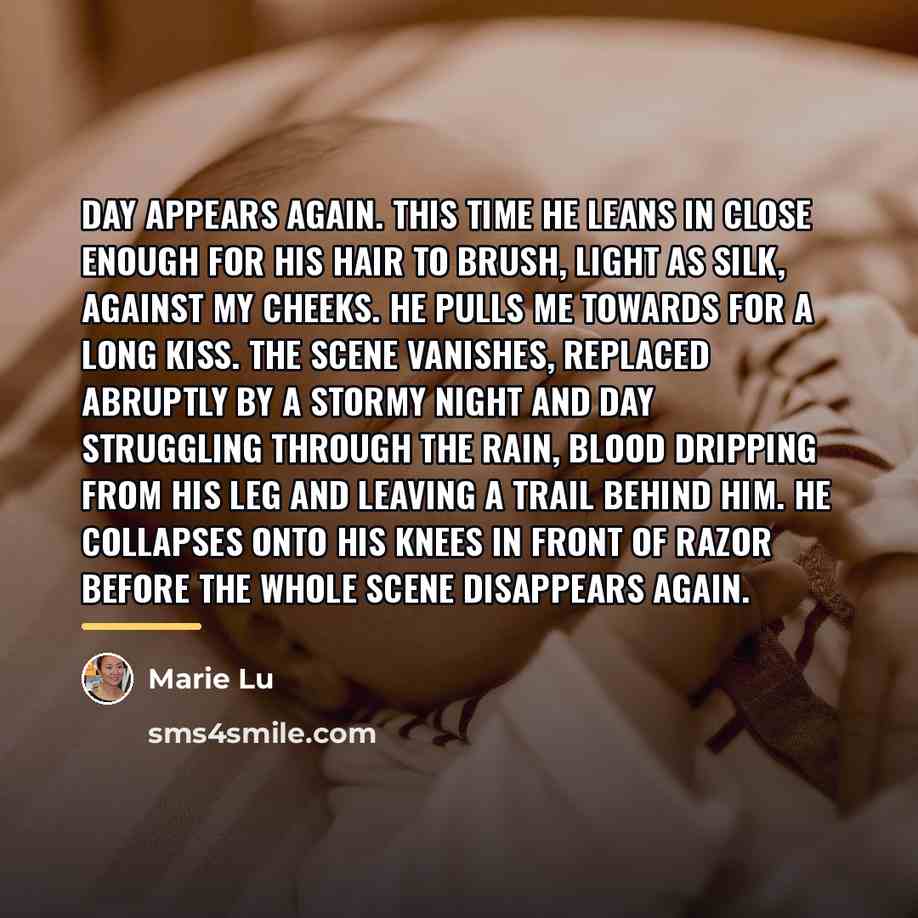 “Day appears again. This time he leans in close enough…” quote by Marie Lu
