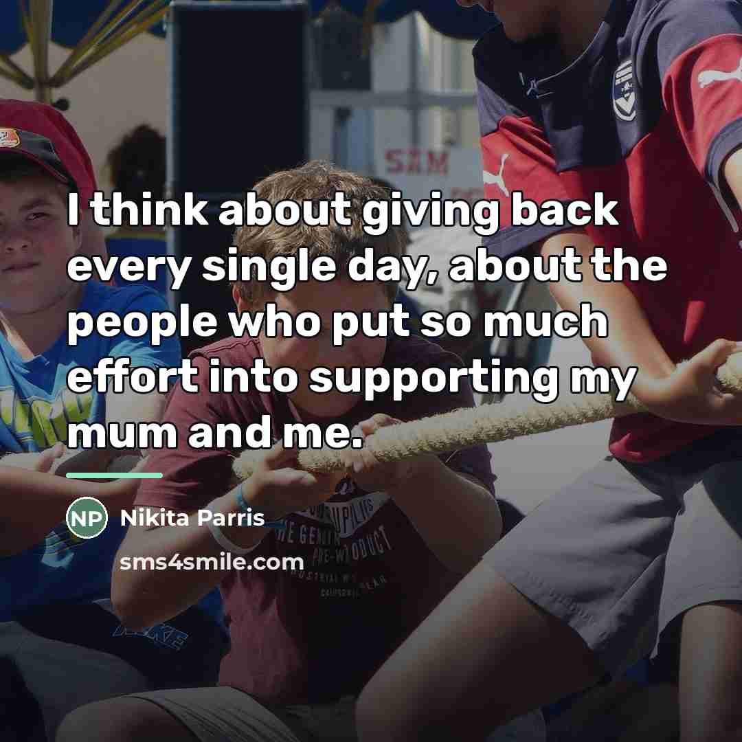 “I think about giving back every single day, about the…” quote by Nikita Parris