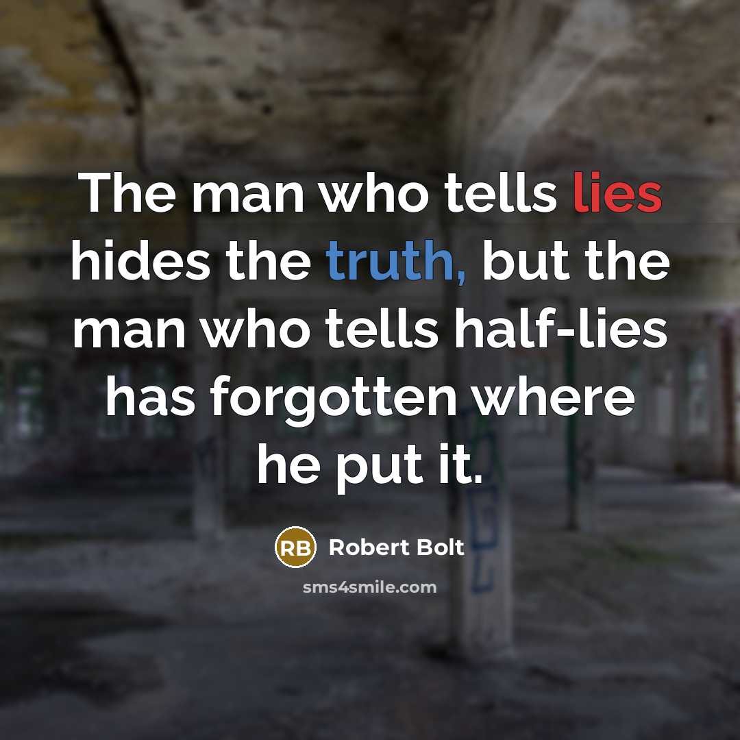 “The man who tells lies hides the truth, but the…” quote by Robert Bolt