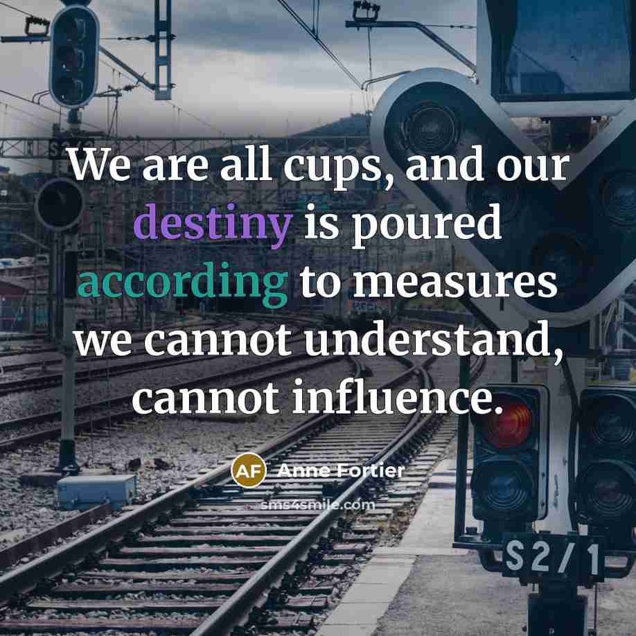 “We are all cups, and our destiny is poured according…” quote by Anne Fortier