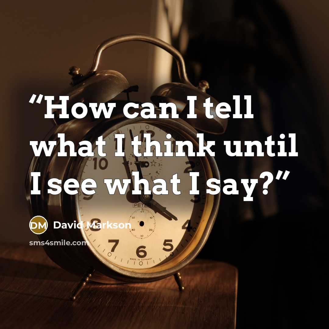 “How can I tell what I think until I see what I say?” quote by David Markson