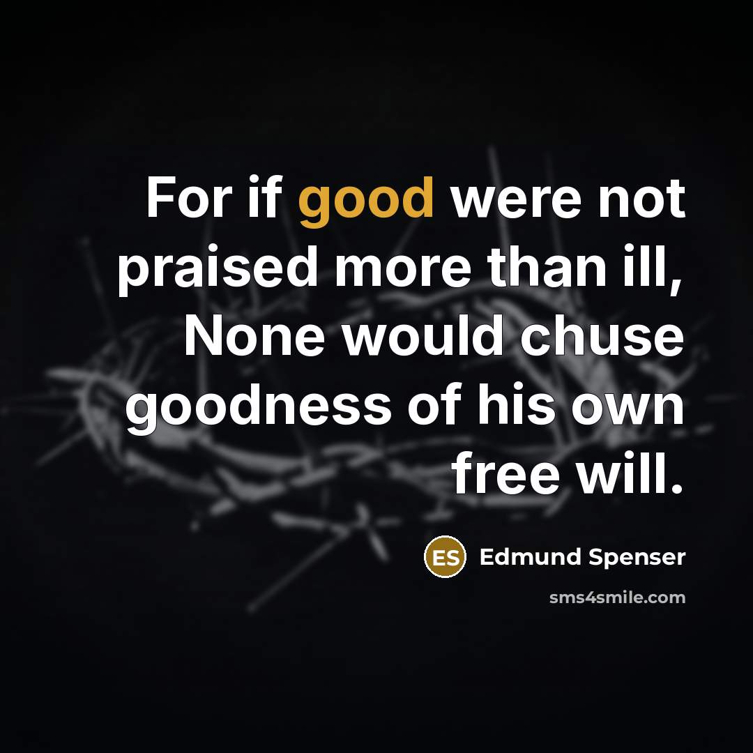 “For if good were not praised more than ill, None…” quote by Edmund Spenser