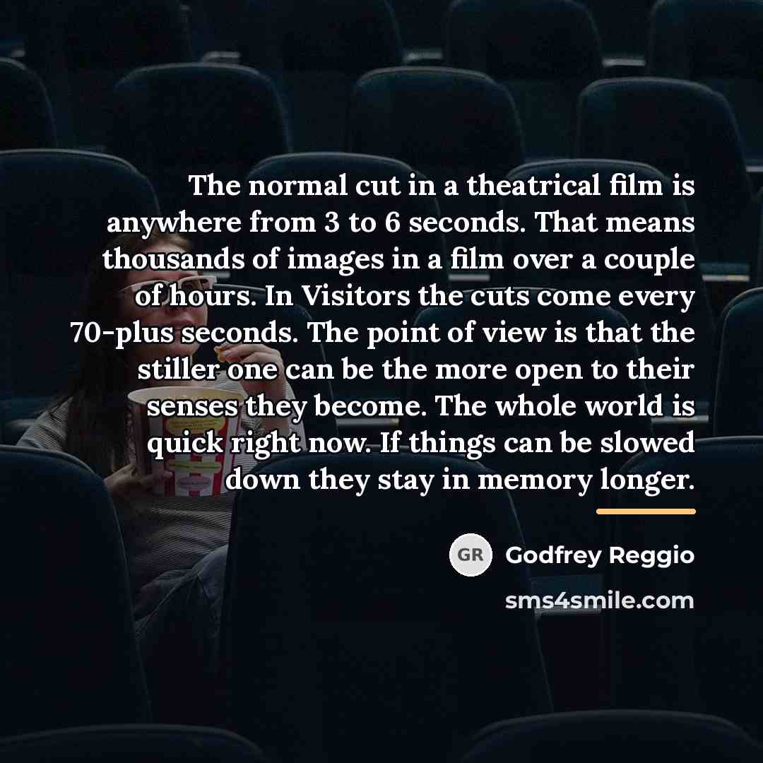 “The normal cut in a theatrical film is anywhere from…” quote by Godfrey Reggio