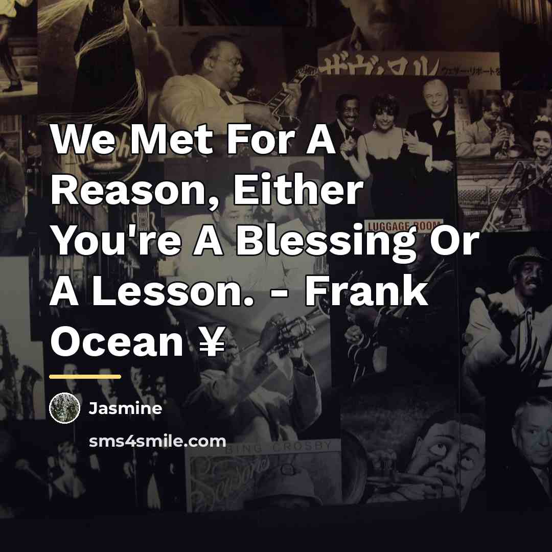 “We Met For A Reason, Either You're A Blessing Or…” quote by Jasmine