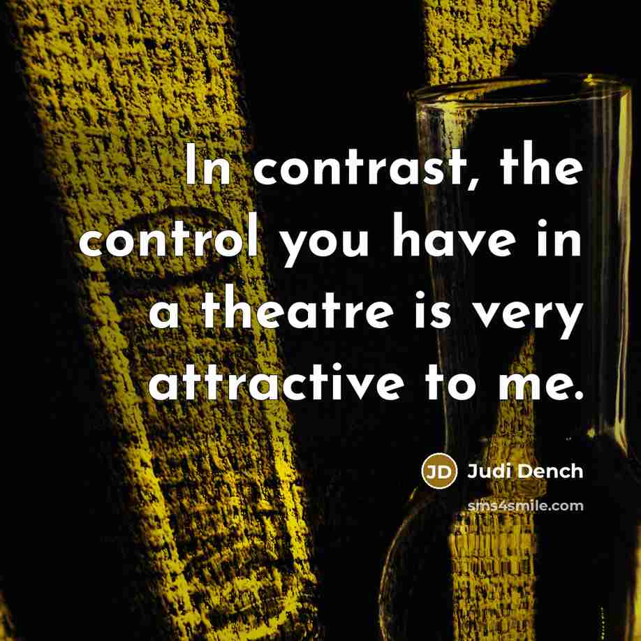 “In contrast, the control you have in a theatre is…” quote by Judi Dench