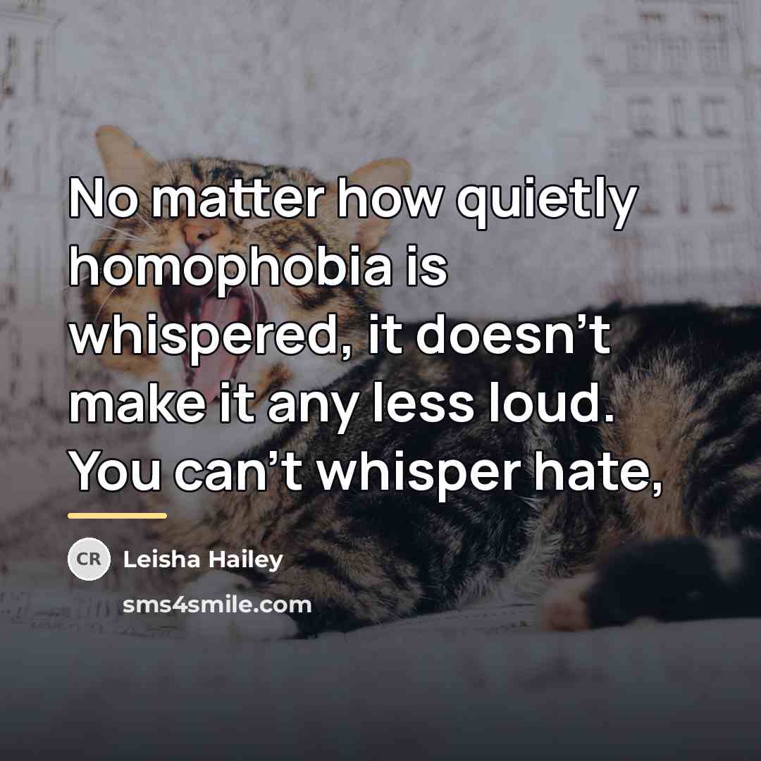 “No matter how quietly homophobia is whispered, it doesn't make…” quote by Leisha Hailey