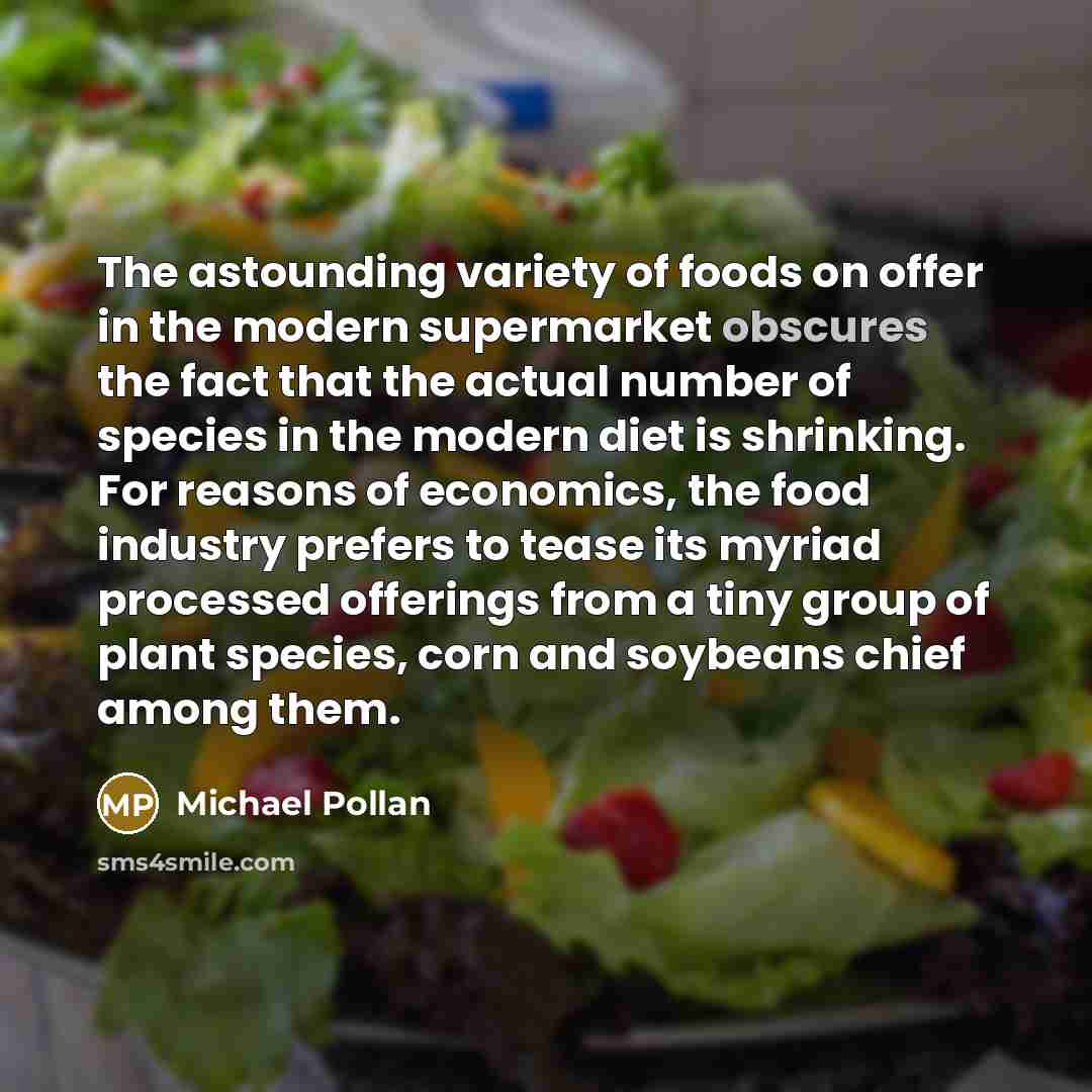 “The astounding variety of foods on offer in the modern…” quote by Michael Pollan
