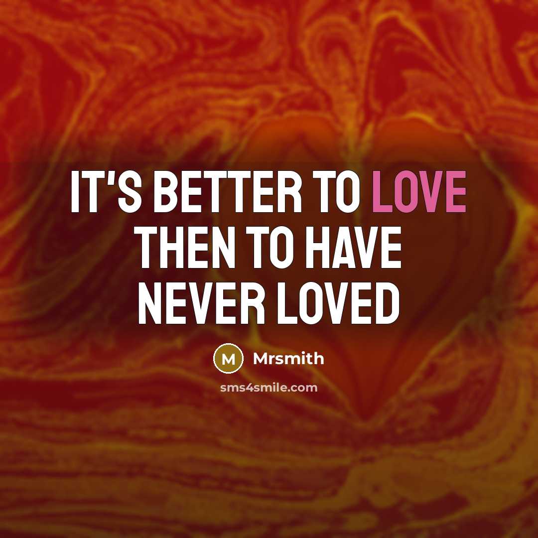 “It's better to love then to have never loved” quote by Mrsmith