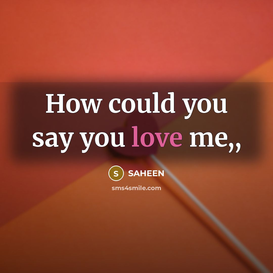 “How could you say you love me,,…” quote by Saheen