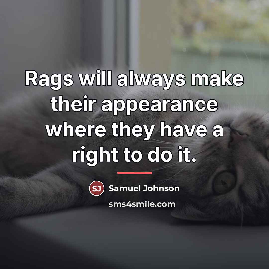 “Rags will always make their appearance where they have a…” quote by Samuel Johnson