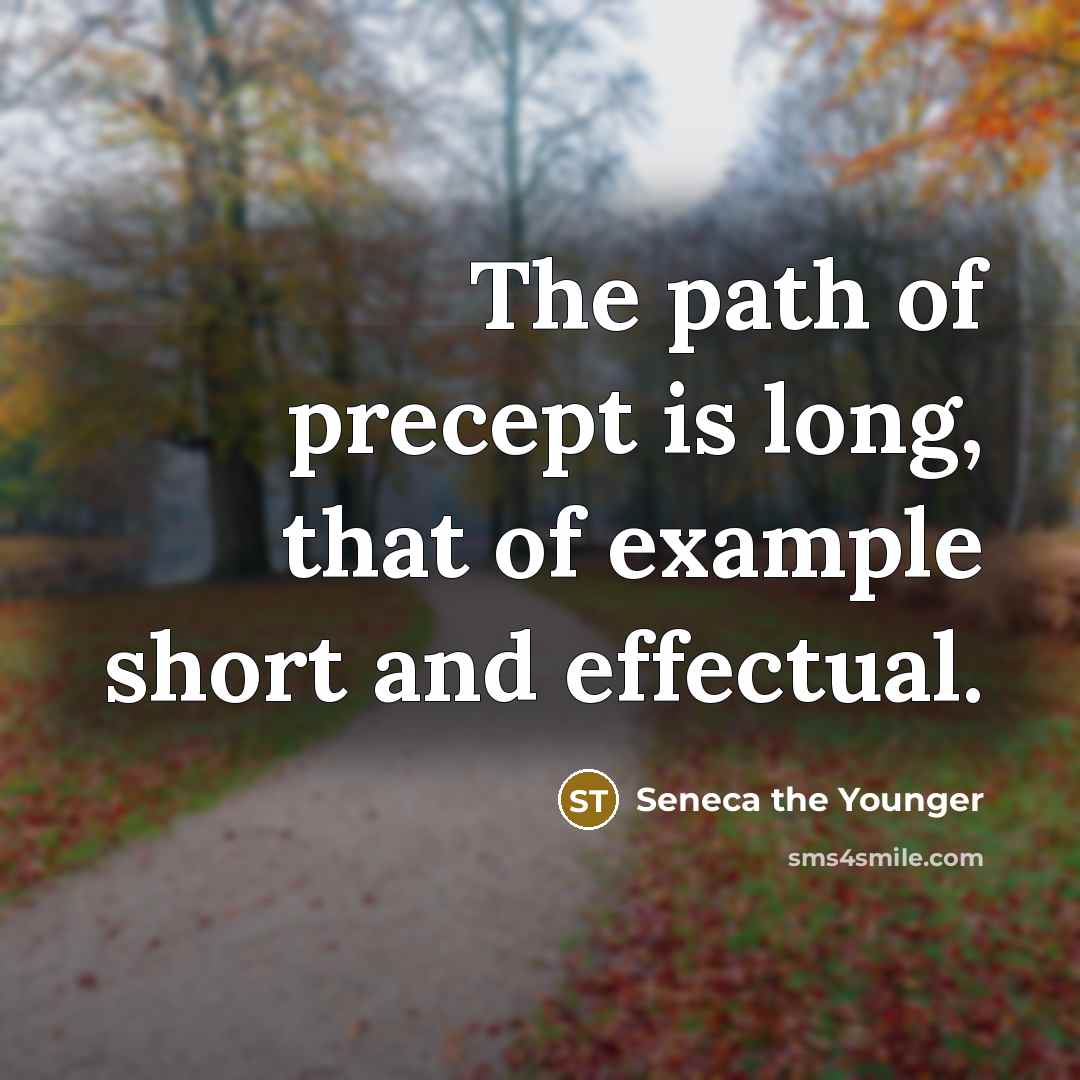 “The path of precept is long, that of example short…” quote by Seneca the Younger
