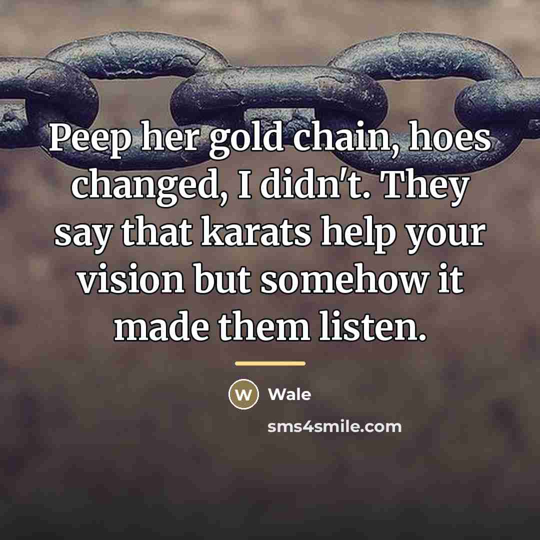 “Peep her gold chain, hoes changed, I didn't. They say…” quote by Wale