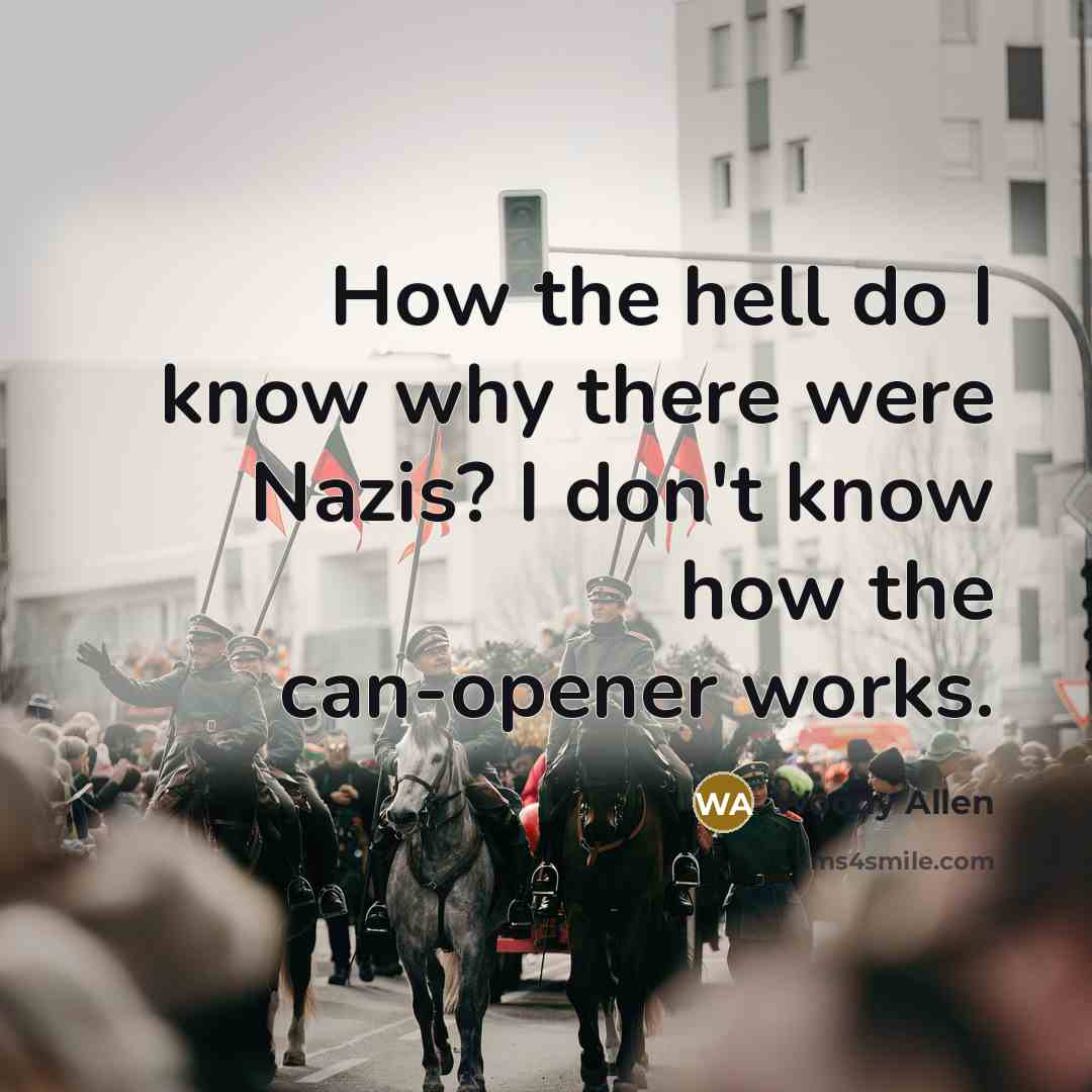 “How the hell do I know why there were Nazis?…” quote by Woody Allen