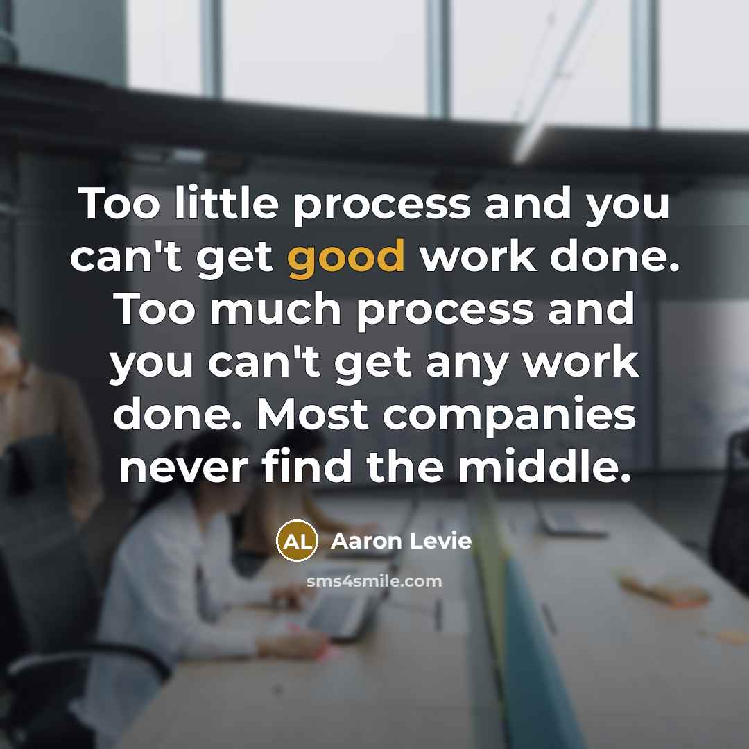 “Too little process and you can't get good work done.…” quote by Aaron Levie