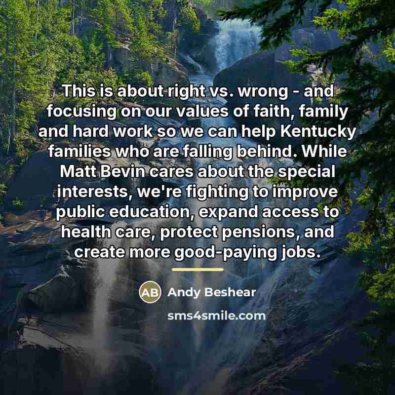 “This is about right vs. wrong - and focusing on…” quote by Andy Beshear