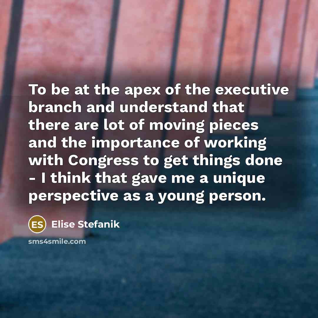 “To be at the apex of the executive branch and…” quote by Elise Stefanik