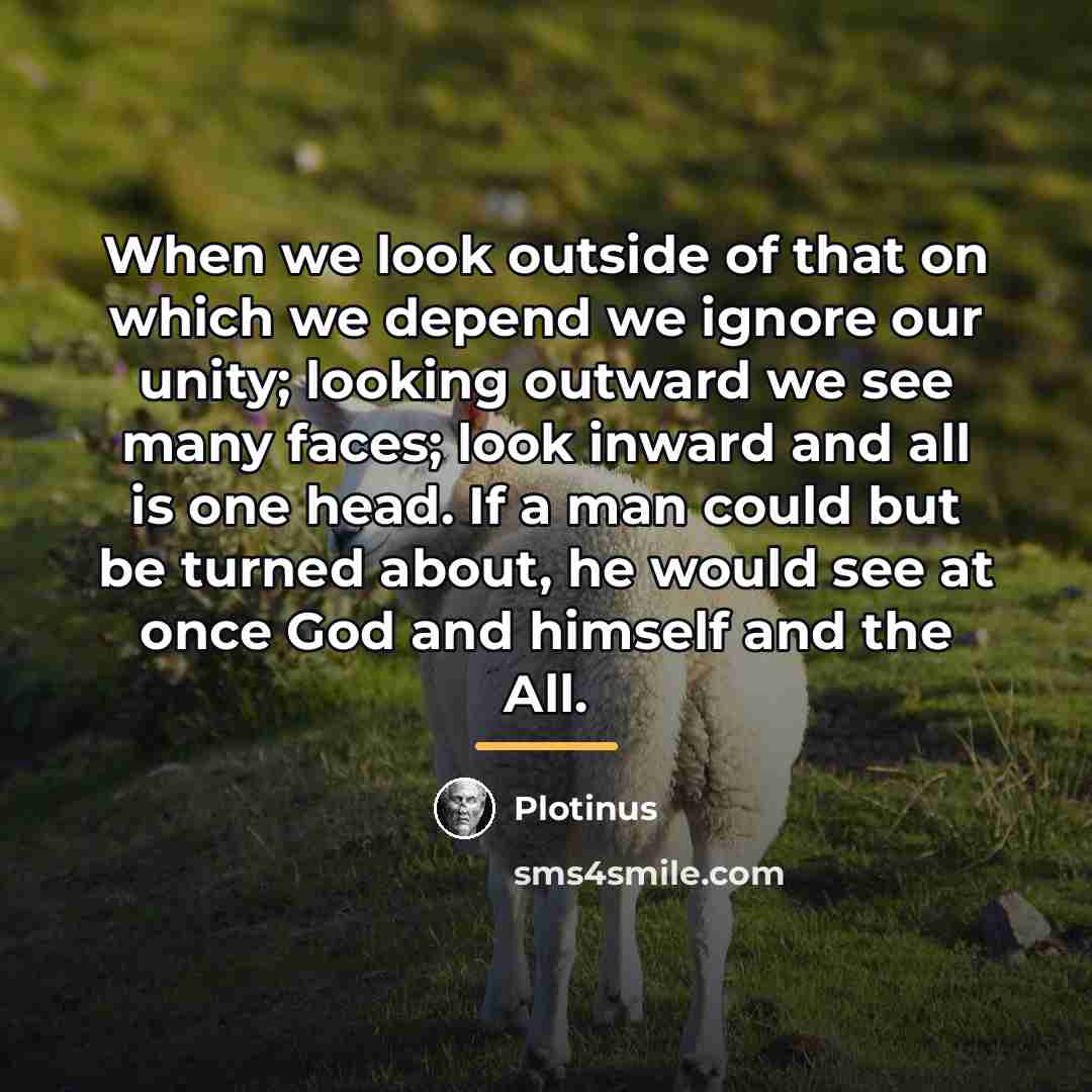“When we look outside of that on which we depend…” quote by Plotinus