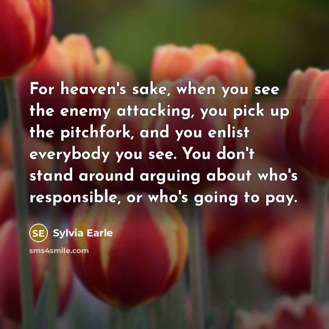 “For heaven's sake, when you see the enemy attacking, you…” quote by Sylvia Earle