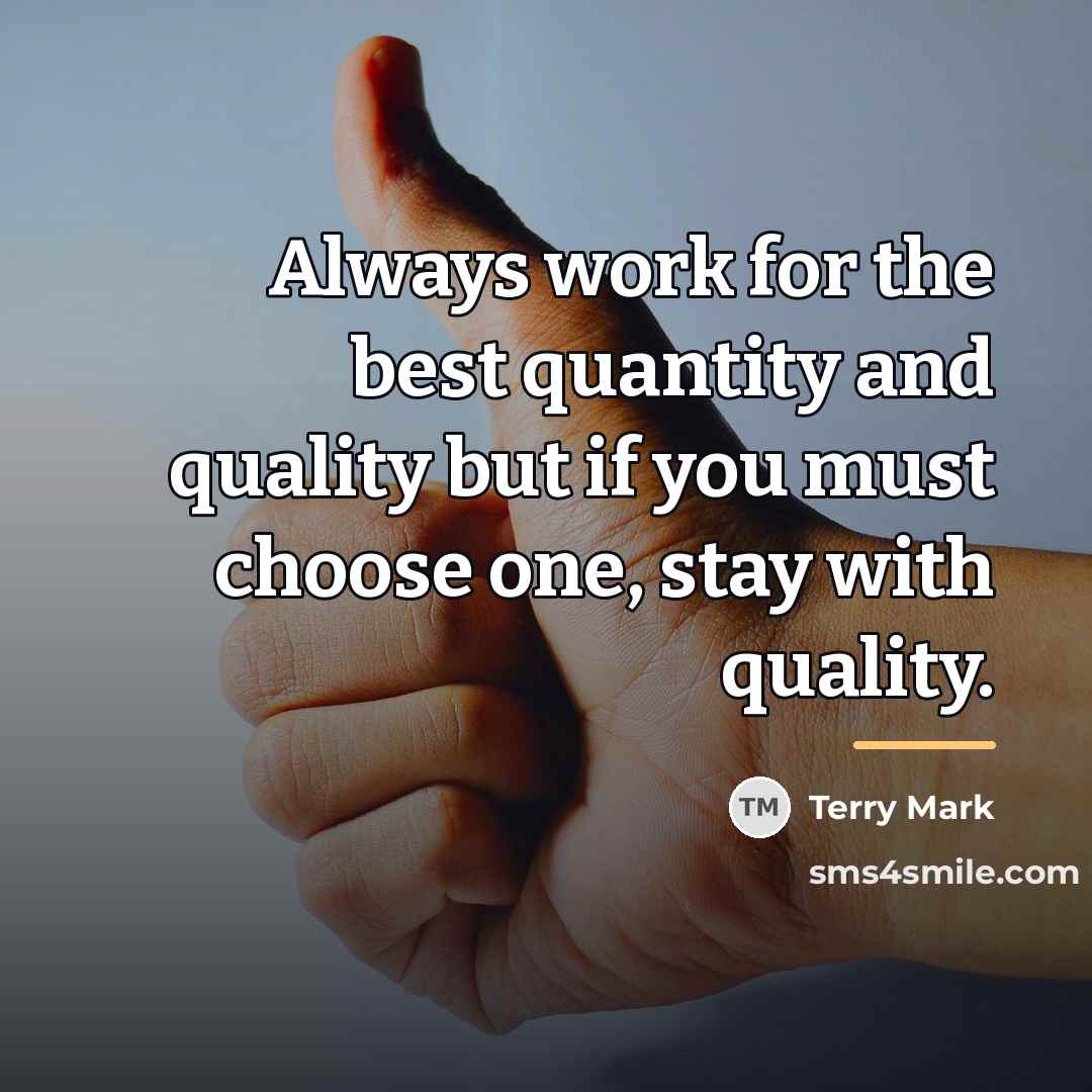 “Always work for the best quantity and quality but if…” quote by Terry Mark