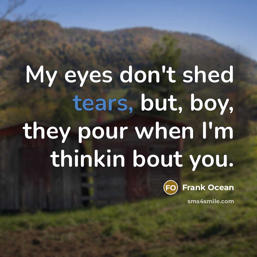 “My eyes don't shed tears, but, boy, they pour when…” quote by Frank Ocean